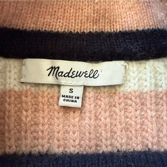 Madewell Striped Tilden Pullover Sweater Merino Wool Blend Size Small - Picture 7 of 13